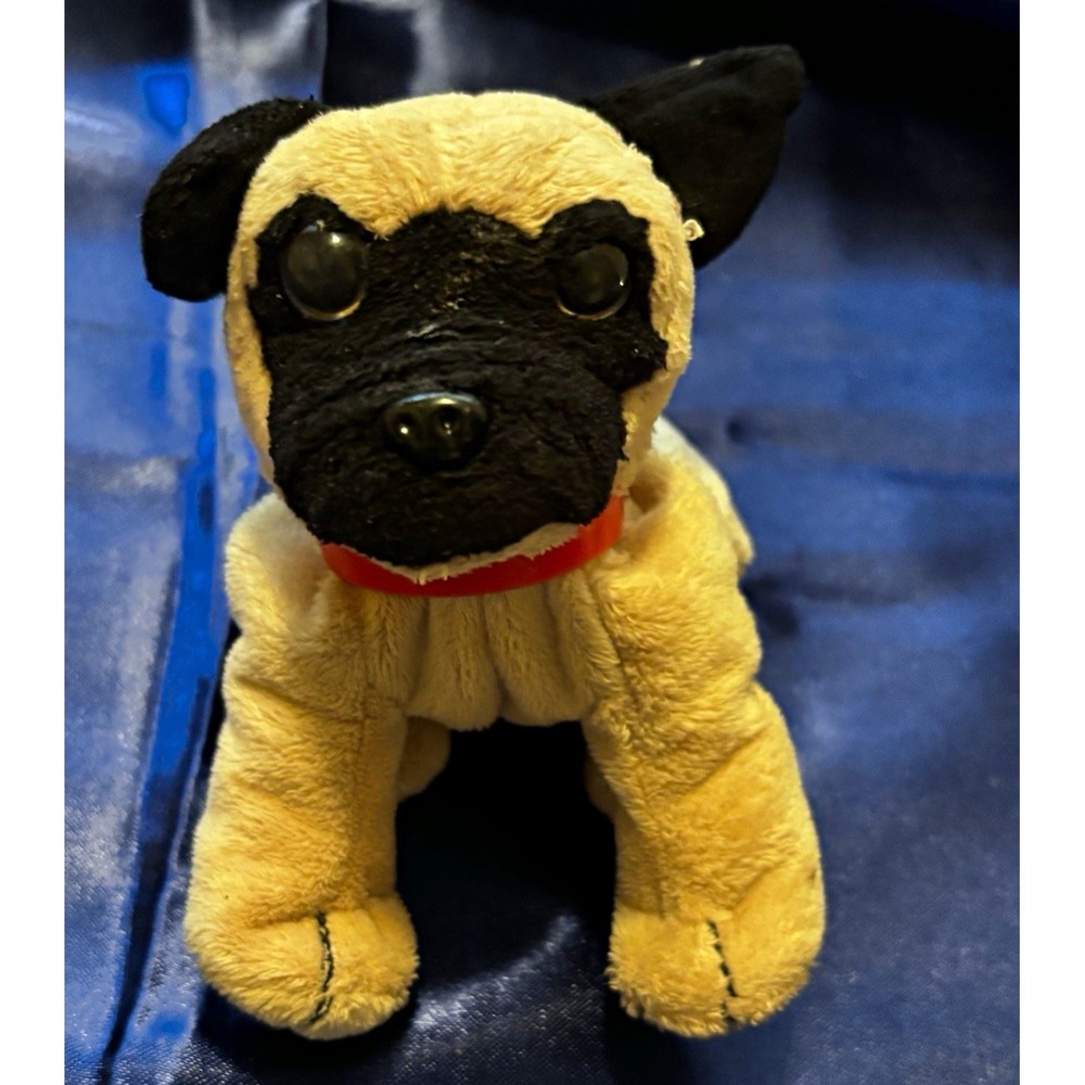 Nintendo Nintendogs Pug Dog Plush, Small 6-14 in, Beige/Black, Washable, 2005[A1